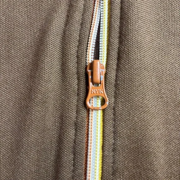 Vintage Mossimo Brown Yellow Zip Up 70's Show Look Jacket Zip Up Sz L Unisex - Picture 7 of 14